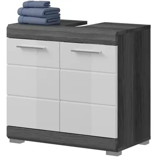 inn.furn Waschbeckenunterschrank weiß Hochglanz grau 60 cm - weiß Grau