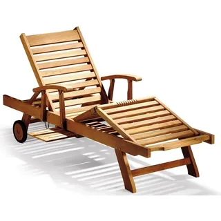 Teako Design Gartenliege Foggia aus Teakholz – Massivholzliege mit Armlehnen, verstellbar & nachhaltig