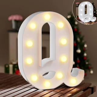 LED Buchstaben Lichter Alphabet,Led Leuchtbuchstabe mit Warmes & Kaltes Weiß,LED Brief Beleuchtung Buchstaben Nacht Lichter Dekoration für Geburtstagsfeier, Hochzeit, Kinderzimmer, Buchstaben Q