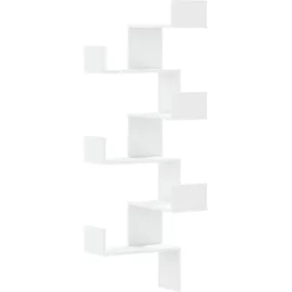 vidaXL Wand-Eckregal Weiss 45/45/147 Cm Holzwerkstoff , Weiß , 45x147x45 cm , Wohnzimmer, Regale, Wandregale