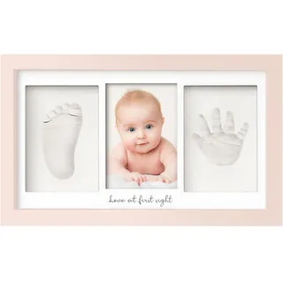 Baby Handabdruck und Fußabdruck Set - Gipsabdruck Baby Hand und Fuß für Neugeborene - Handabdruck Baby Bilderrahmen ​- Fußabdruck Baby Gipsabdruck Set - Baby Dusche Baby Abdruckset (Petal Pink)