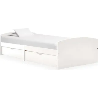 vidaXL Massivholzbett mit 2 Schubladen Weiß Kiefernholz 90x200 cm - Bettgestell - Bettgestelle - Bettrahmen - Einzelbett - Weiß