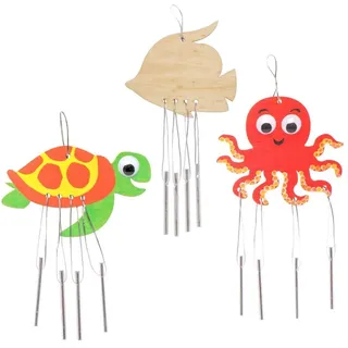 Baker Ross FE232 Sealife Windspiele aus Holz, 4 Stück, zum Dekorieren und Personalisieren für Kunst- und Bastelaktivitäten