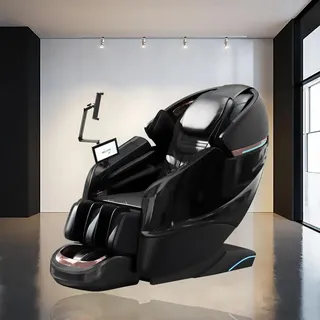 Luxus 4D Ganzkörper Massagesessel mit intelligenter SL-Schiene, Wärmetherapie, Bluetooth & Tiefenmassage Schwarz L155xB76xH116cm /GH-G6Hei/ - Schwarz