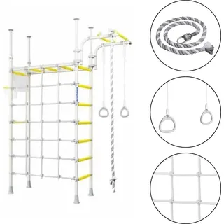 Sprossenwand kinderzimmer Pegasus | Kletterwand | Kletternetz Kinder indoor mit Deckenmontage - Gelb, Silber