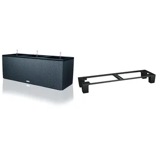 Lechuza Trio Cottage 40, Granit, Hochwertiger Kunststoff, 3 Separate Pflanzeinsätze, 15023 & Trio Cottage 40 Sockel, Hochwertiger Kunststoff, Neutral, Ideal als Sichtschutz, 15032