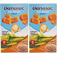 Danalac Babykekse Naturell, 120 g Snacks und Nahrung für Kleinkinder ab 6 Monaten mit Kalzium, Eisen und Vitaminen (Packung mit 2)