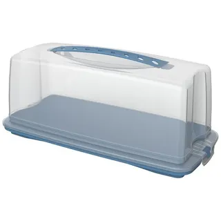 Rotho Fresh Kuchenbehälter mit Haube und Tragegriff, lebensmittelechter Kunststoff Blau, Transparent