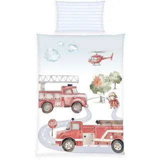 Herding Feuerwehr Bettwäsche Made in Green, Größe 40x60 + 100x135, 100% Baumwolle
