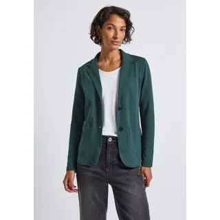 STREET ONE STREET ONE, Damen, Gr. 42, grün (deep teal grün), Web, Obermaterial: 93% Baumwolle, 7% Elasthan; Futter: 100% Elasthan, unifarben, normal normal, V-Ausschnitt, abgesteppt, Blazer Kurzblazer, aus Baumwolle mit Stretchanteil