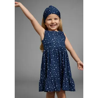 Kidsworld »2tlg. Shirtkleid + Haarband im niedlichen Sternen-Allover« Set, 2, 2 Stk. tlg. festliche Anlässe, knielang, verspielter Stil, aus Baumwolle, blau