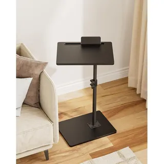 C-förmiger Beistelltisch Höhenverstellbar 360°Rotierend 40x30x(45-81) cm Holz Schwarz - Schwarz