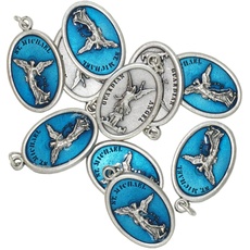 lazzaro italy Heilige Erzengel Michael und des Schutzengels Medaille versilbert - 10 blaue Medaillen