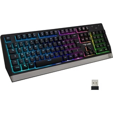 The G-Lab Keyz Tungsten Gaming-Tastatur, kabellos, AZERTY – Gaming-Tastatur, kabellos, ergonomisch, diskret, langer Akku – Gaming-Tastatur mit Hintergrundbeleuchtung für PC, PS4, PS5, Xbox One – Neu