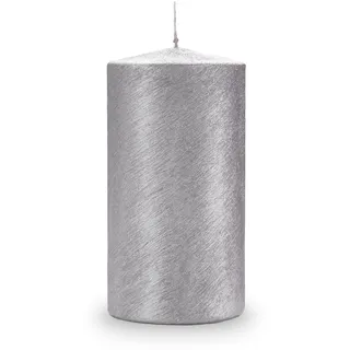 Cereria Di Giorgio Metallische zerkratzte Kerze Durchmesser 10 cm Höhe 20 cm Silber