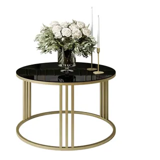 lookway Lori Glass Gold Schwarz Rund 70 x 47 cm
