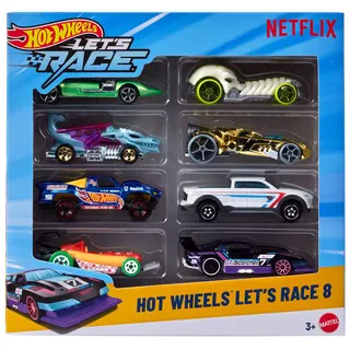 Hot Wheels "Let ́s Race 8er-Pack, Set aus 8 Fahrzeugen im Maßstab 1:64 aus der Netflix-Serie, JGK18