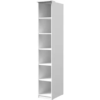 Kleiderschrank Regal weiß OLMO-83 mit 6 Fächern, B/H/T: ca. 35/217/63 cm - Weiß