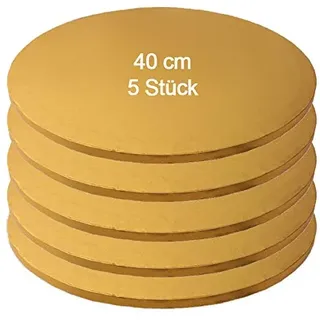 Mytortenland Tortenplatte/Cake Board Rund Gold 40 cm 5 Stück