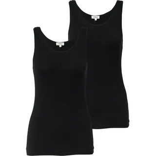Tanktop S.OLIVER, Damen, Gr. 40, schwarz, Jersey, Obermaterial: 95% Baumwolle, 5% Elasthan, unifarben, hüftbedeckend, Rundhals, Tops Tanktop, 2-er Pack, Sommertop, mit Stretch