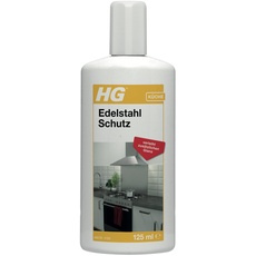 HG Edelstahl Schutz, Effektives Glanz- und Poliermittel für Chrom, Aluminium, Edelstahl und andere Metalloberflächen, Streifenfreier Glanz und lang anhaltende Schutzschicht - 125 ml