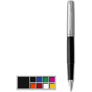 Parker Jotter Originals Füller Klassisches Schwarz, Füllfederhalter mit mittlerer Feder, blaue Tinte