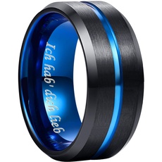 NUNCAD 10mm Ringe Herren Damen Schwarz Blau Wolframcarbid Partner Ring Mode Schmuck Ring für Hochzeit Größe 54.4 (17.3)