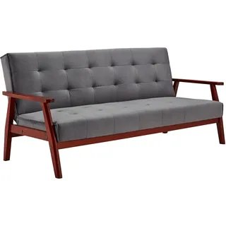 SalesFever Schlafsofa Samt 3-Sitzer Dunkelgrau