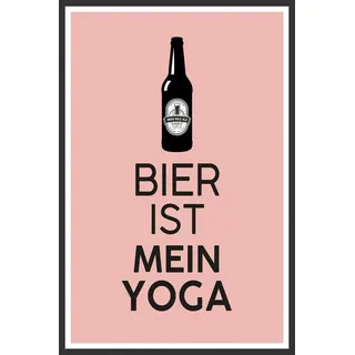 Metallbild QUEENCE "Bier Yoga", schwarz (farbe bild(er): schwarz), B:30cm H:20cm, Metall, Stahl, Bilder, Metallbild, Stahlschild, Blechschild, Sprüche, Texte, witzig, Bier