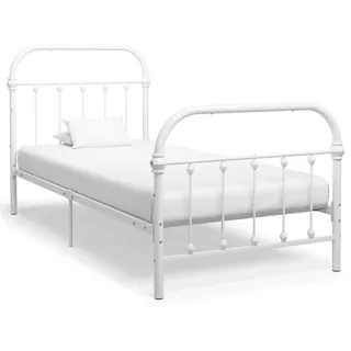 vidaXL Bettgestell Weiß Metall 90×200 cm