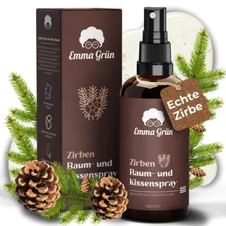 Emma Grün® Zirbenspray & Zirbenduft 100ml [AUS WILDWUCHS] - Raumspray & Kissenspray mit Naturreinem Pinus Cembra - Natürliches Zirbenspray für Auto Duft, Raumduft & für Zirben Produkte