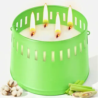 Citronella Kerze Outdoor Groß, Citronella Kerzen 4 Wicks, Citronella Duftkerze 80Std, Draußen Zitronella Kerze 100% Natürliches, Geschenk Duft Kerzen für Camping, Garten, Balkon, Picknick, Deko