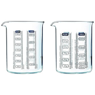 Pyrex 505040 Kitchen Lab Messbecher, 0,5 L & 255040 Kitchen Lab Messbecher, 0,25 L