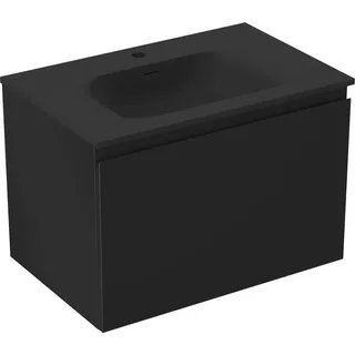 Mexen Orio Badezimmerschrank 70 cm mit Waschbecken Vela, 1 Schublade, schwarz matt - 91A10-07047-1-BF71-W23M71 - Schwarz