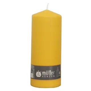 Müller Kerzen Stumpenkerze, goldgelb, Hochwertige Stumpenkerze mit gleichmäßigem Abbrand, 1 Packung = 4 Stück, (Ø x H): 78 x 200 mm