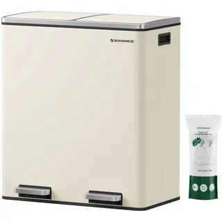 Songmics Mülleimer 2 x 30 l Mandelfarben