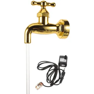 FUNOMOCYA Unsichtbarer Fließender Wasserhahn Brunnen Garten Dekoration | Kreativer Schwimmender Wasserbrunnen Mit Eu-Stecker Für Innenhof Terrasse Und Außenbereich Leuchtender Gartenbrunnen