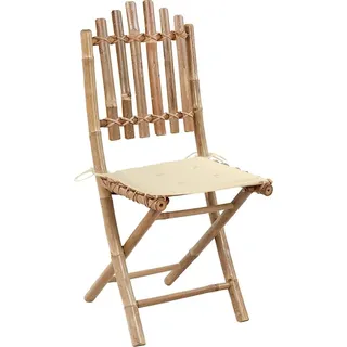 vidaXL Klappstühle, 2 Stück, mit Kissen, Bambus - Beige