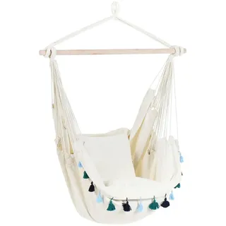 Beliani Hängesessel Beige Varena , Textil , 96x125x55 cm , Gartenmöbel, Gartenschaukeln, Hängesessel