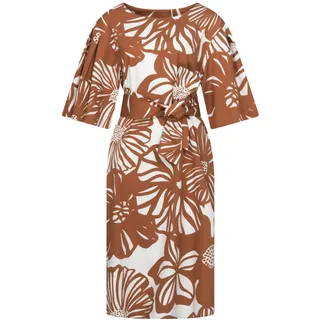 Seidensticker Damen Regular Fit Blusenkleid Kurzarm Kleid, Braun, 42