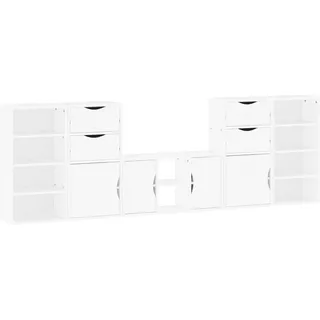 SYFAXTM 5-tlg. Wohnwand mit Stauraum ODDA Weiß Massivholz Kiefer - Weiß