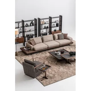 Moderne Sofagarnitur Wohnlandschaft Wohnzimmer Sofas Fünsitzer Sessel Set - Beige