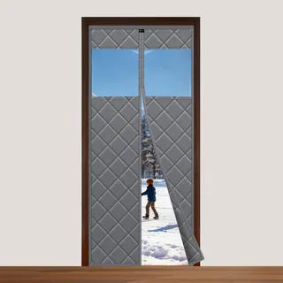 Sekey Magnet Thermo Türvorhang 90x210cm Kälteschutz Wärmeschutzvorhang für Türen Wasserdicht Winddicht Energieeinsparung Thermvorhang Tür (mit Fenster)