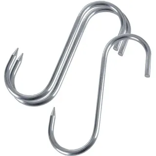 ORION Haken Stahlhaken Räucherhaken 13,5x9cm 3 Stück - Silber