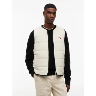 Steppweste TOMMY JEANS "TJM HERITAGE FLAG QUILTED", Herren, Gr. XL, classic beige, Web, Obermaterial: 100% Nylon. Futter: 100% Polyester. Füllung: 50% Polyester, 50% Polyester (REPREVE), regular fit normal, Rundhals, Westen Steppweste, Underliner Regular fit mit Rundhalsausschnitt