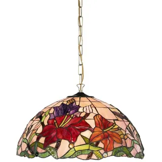 Casa Padrino Luxus Tiffany Hängeleuchte Mehrfarbig Ø 50 x H. 85 cm - Art Deco Tiffany Hängelampe - Wohnzimmer Hängeleuchte - Deko Hängeleuchte - Luxus Tiffany Leuchten - Art Deco Leuchten