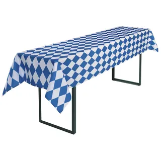Delindo Lifestyle Oktoberfest Tischdecke für Biertisch, Moderne Bierzeltgarnitur mit Fleckschutz, blau weiß, 110x260 cm
