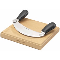 Cole & Mason H105549 Woodhall Wiegemesser und Schneidebrett, Kräuterhacker Rocker/Frischkräuterschneider, Edelstahl/Holz