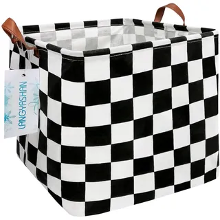 LANGYASHAN Quadratische Aufbewahrungskörbe aus wasserdichtem Segeltuch für Kinder, Wäschekorb für Regale, Geschenkkörbe, Spielzeug-Organizer, Raumdekoration (quadratische Rennflagge)