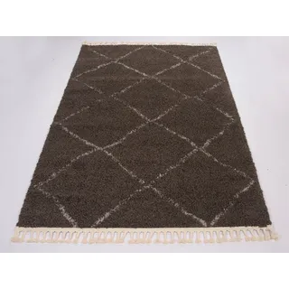 GALLERY M branded by Musterring Hochflor-Teppich "Donna" rechteckig 30 mm Höhe Wohnzimmer, braun, creme